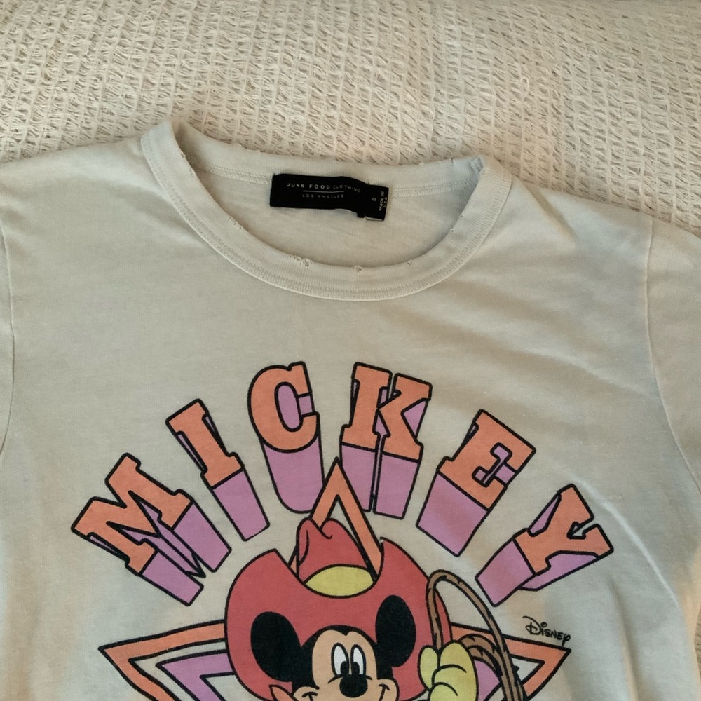 Junkfood Clothing Vintage Disney Western WOMENs MICKEY RODEO TEE Tshirt Top - Picture 6 of 8
